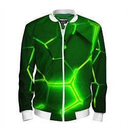 Мужской бомбер 3D ПЛИТЫ НЕОН NEON GREEN HEXAGON РАЗЛОМ