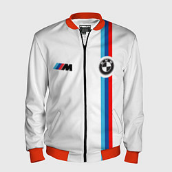 Бомбер мужской БМВ 3 STRIPE BMW WHITE, цвет: 3D-красный