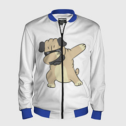 Бомбер мужской Дэббинг дог мопс, Dabbing dog, цвет: 3D-синий