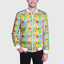 Бомбер мужской Чакры символы, цвет: 3D-белый — фото 2