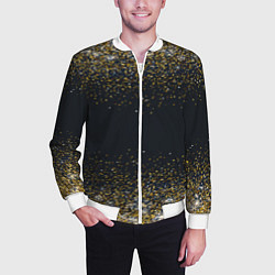Бомбер мужской Золотые блестки на темном фоне Сияющий глиттер, бл, цвет: 3D-белый — фото 2
