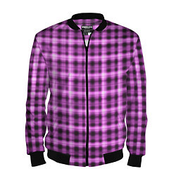 Бомбер мужской Неоновый узор в клетку Светящиеся квадраты, сетка, цвет: 3D-черный