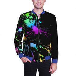 Бомбер мужской Neon vanguard fashion pattern, цвет: 3D-синий — фото 2