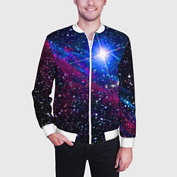 Бомбер мужской Открытый космос Star Neon, цвет: 3D-белый — фото 2