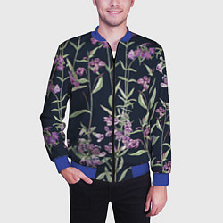 Бомбер мужской Цветы Фиолетовые, цвет: 3D-синий — фото 2