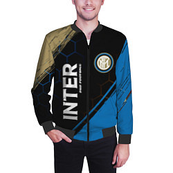 Бомбер мужской INTER Pro Football Краска, цвет: 3D-черный — фото 2