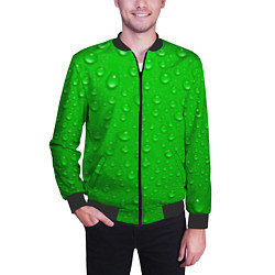Бомбер мужской Зеленый фон с росой, цвет: 3D-черный — фото 2