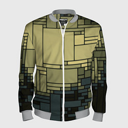 Мужской бомбер УЗОР ИЗ ПРЯМОУГОЛЬНИКОВ БЕЖЕВО-КОРИЧНЕВЫЙ