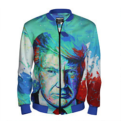 Бомбер мужской Дональд Трамп арт, цвет: 3D-синий