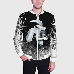 Бомбер мужской Белый Неон над лесом White Neon, цвет: 3D-белый — фото 2