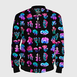 Бомбер мужской NEON MUSHROOMS, цвет: 3D-черный