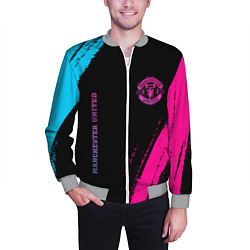Бомбер мужской Manchester United Neon Gradient, цвет: 3D-меланж — фото 2