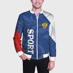 Бомбер мужской СПРТИВНАЯ РОССИЯ - ФЛАГ - ГЕРБ, цвет: 3D-белый — фото 2