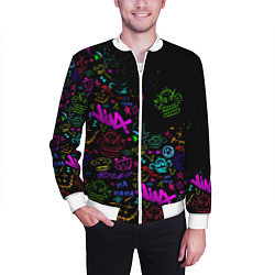 Бомбер мужской League Of Legends неон - Arcane logo, цвет: 3D-белый — фото 2