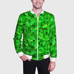 Бомбер мужской Зелёные листья - текстура, цвет: 3D-белый — фото 2