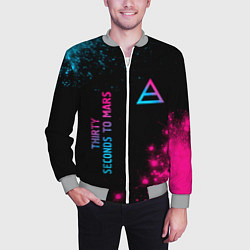 Бомбер мужской Thirty Seconds to Mars Neon Gradient, цвет: 3D-меланж — фото 2