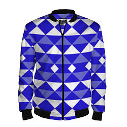 Бомбер мужской Бело-синий геометрический узор, цвет: 3D-черный