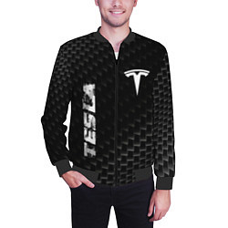 Бомбер мужской Tesla карбоновый фон, цвет: 3D-черный — фото 2
