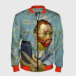 Бомбер мужской Ван Гог Селфи - Арт Портрет, цвет: 3D-красный