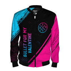 Бомбер мужской Bullet For My Valentine - neon gradient: символ и, цвет: 3D-черный