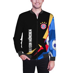 Бомбер мужской Bayern munchen Sport - цветные геометрии, цвет: 3D-черный — фото 2