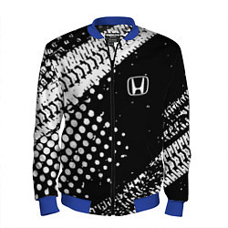 Бомбер мужской Honda - белые следы шин, цвет: 3D-синий