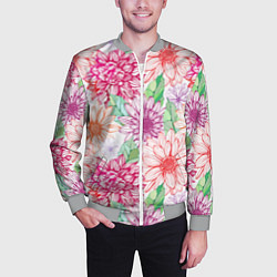 Бомбер мужской Георгин и гербер, цвет: 3D-меланж — фото 2