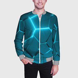 Бомбер мужской Ледяные неоновые геометрические плиты, цвет: 3D-меланж — фото 2