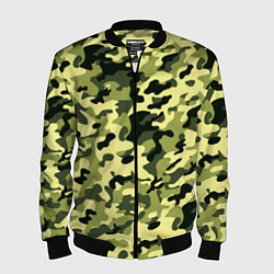 Бомбер мужской Камуфляж Зеленые листья, цвет: 3D-черный