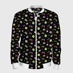 Бомбер мужской 90s pattern on black, цвет: 3D-белый