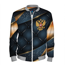 Бомбер мужской Золотой герб России на объемном фоне, цвет: 3D-меланж