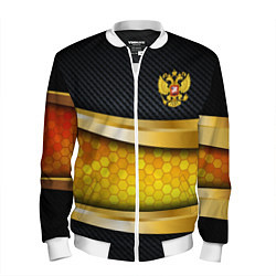 Бомбер мужской Black & gold - герб России, цвет: 3D-белый