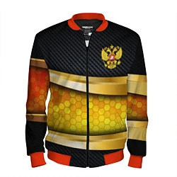 Бомбер мужской Black & gold - герб России, цвет: 3D-красный