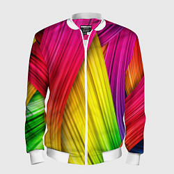 Бомбер мужской Multicolored ribbons, цвет: 3D-белый