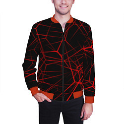 Бомбер мужской Красные линии на черном фоне, цвет: 3D-красный — фото 2