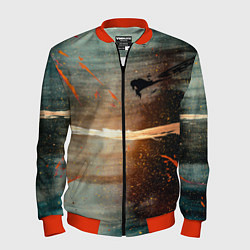 Мужской бомбер Светло-синий абстрактный фон и брызки красок