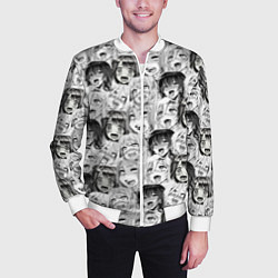 Бомбер мужской Разные девушки Ахегао, цвет: 3D-белый — фото 2