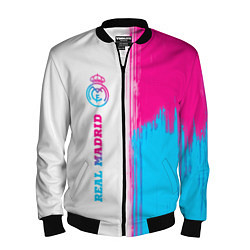 Бомбер мужской Real Madrid neon gradient style: по-вертикали, цвет: 3D-черный