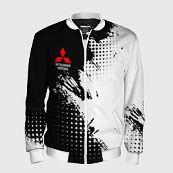 Бомбер мужской Mitsubishi - черно-белая абстракция, цвет: 3D-белый