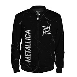 Бомбер мужской Metallica glitch на темном фоне: надпись, символ, цвет: 3D-черный