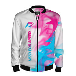 Бомбер мужской Need for Speed neon gradient style: по-вертикали, цвет: 3D-черный