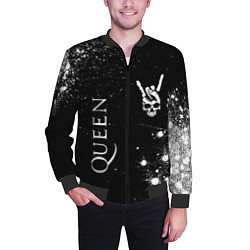 Бомбер мужской Queen и рок символ на темном фоне, цвет: 3D-черный — фото 2