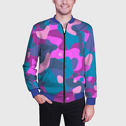 Бомбер мужской Абстракция в сиреневых тонах, цвет: 3D-синий — фото 2