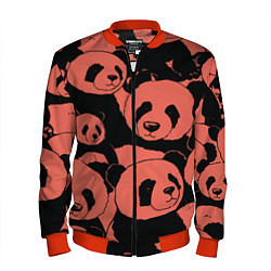 Бомбер мужской С красными пандами, цвет: 3D-красный