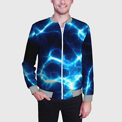 Бомбер мужской Молния грозовая - электрические разряды, цвет: 3D-меланж — фото 2