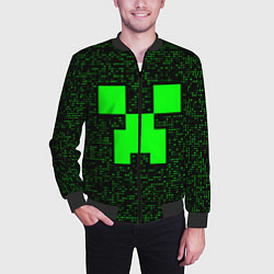 Бомбер мужской Minecraft green squares, цвет: 3D-черный — фото 2
