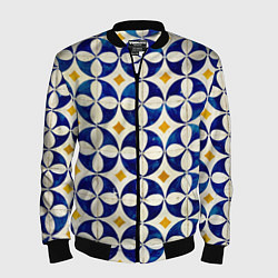 Мужской бомбер Бело-синяя лепестковая текстура