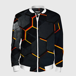 Бомбер мужской Плиты стиль соты киберпанк, цвет: 3D-белый