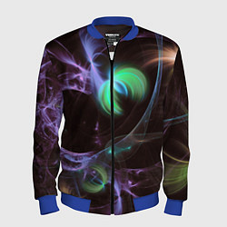 Бомбер мужской Магические фиолетовые волны и цветные космические, цвет: 3D-синий