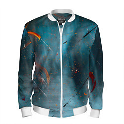 Бомбер мужской Абстрактный синий туман, силуэты и краски, цвет: 3D-белый